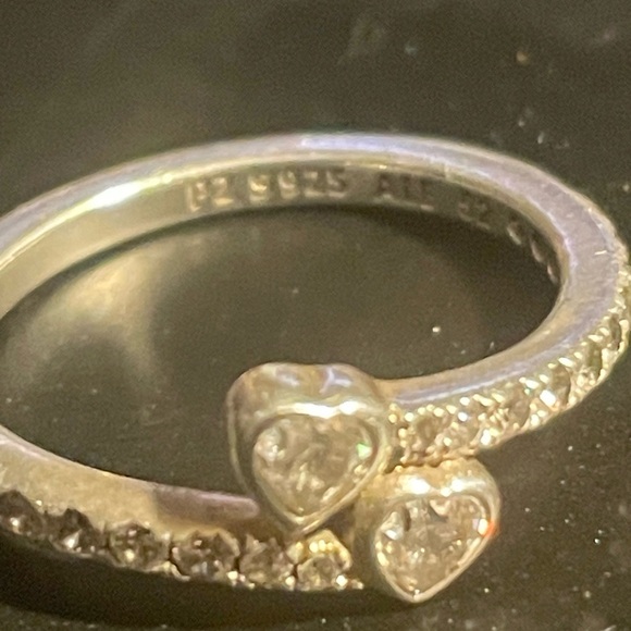 Double heart sterling silver sweetheart ring - Picture 2 of 5